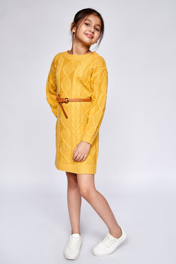 Yellow Solid A-Line Dress, Yellow, image 2